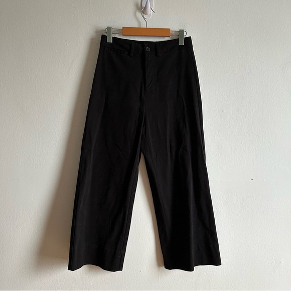 Frank And Oak Josephine Black Wide Leg Cropped Pants - Picture 2 of 11